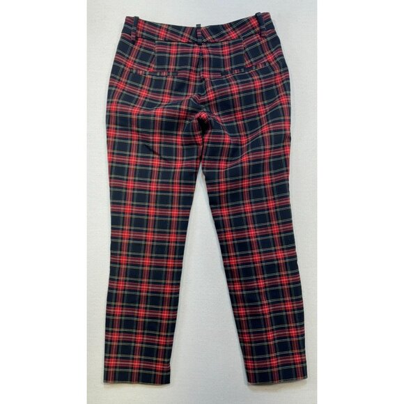Zara Woman Plaid Trousers Size 2 Red & Black Classic Style - Picture 7 of 9